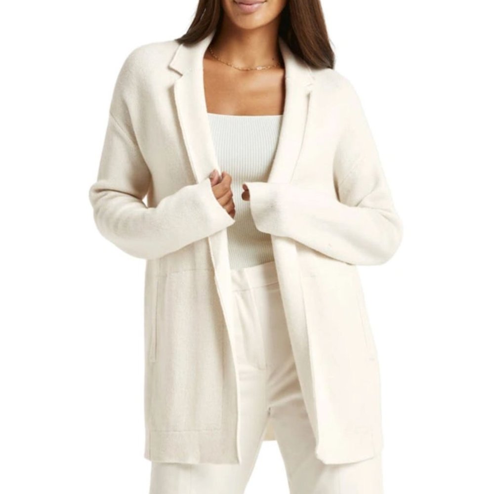 NEW Splendid Open Blazer Cardigan Sweater Coat | Snow Ivory | Size Small